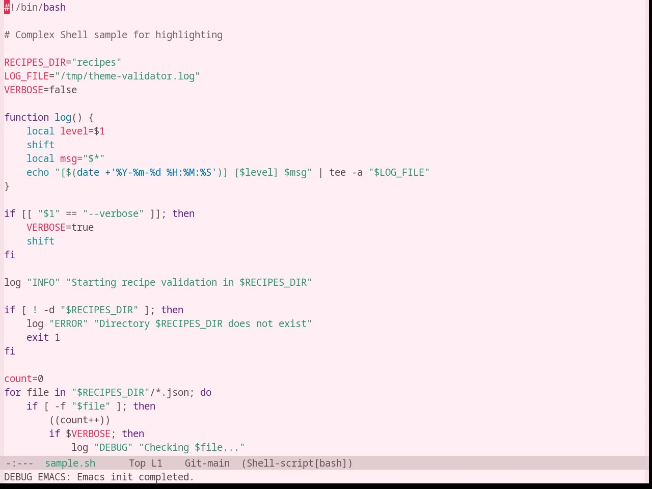 Base16 Sakura Theme in sh-mode