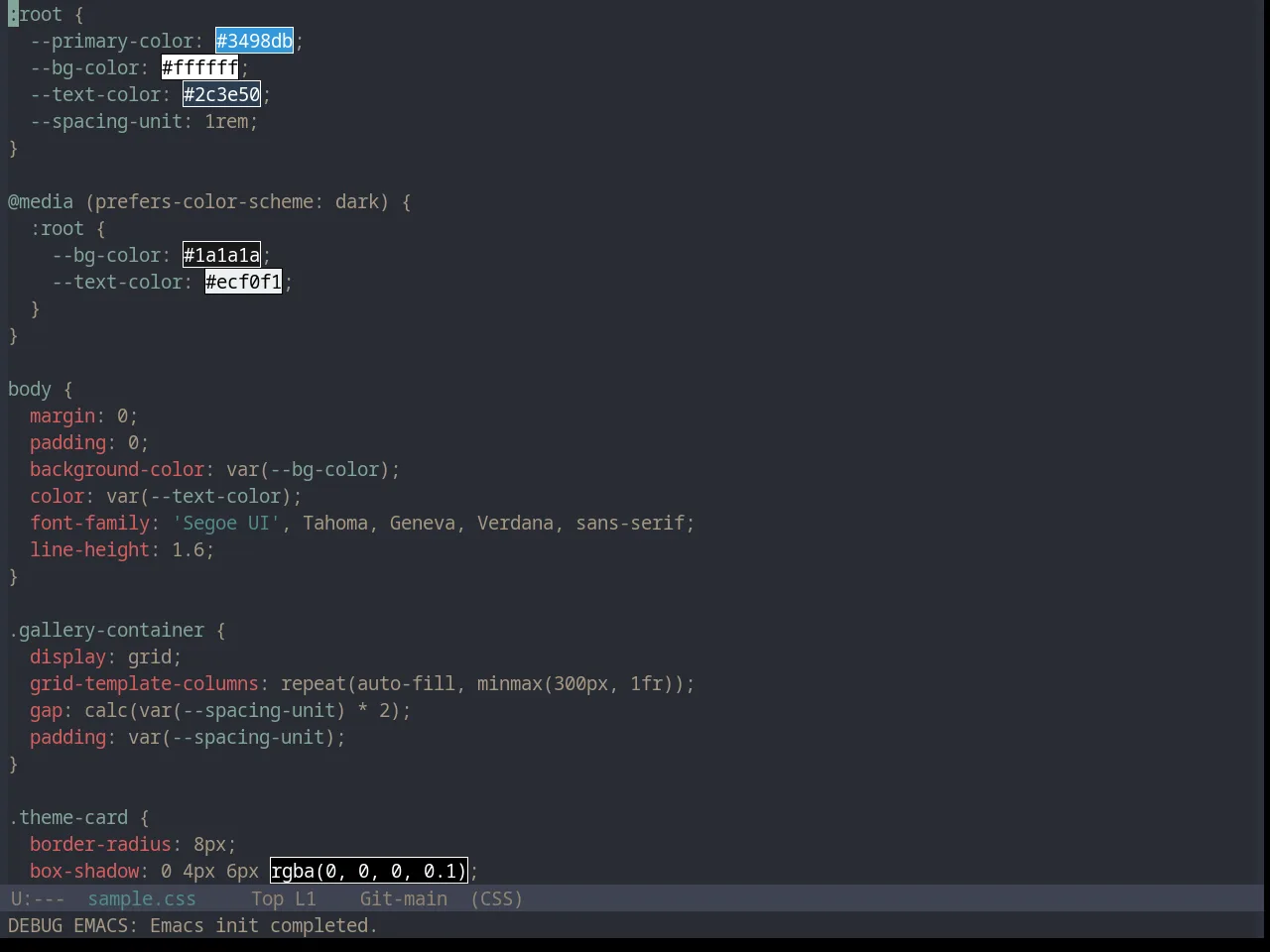 Base16 Sandcastle Theme in css-mode