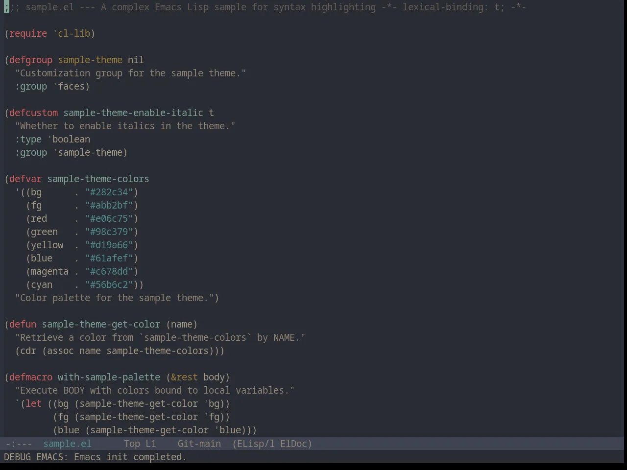 Base16 Sandcastle Theme in emacs-lisp-mode