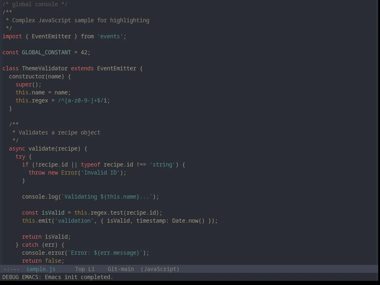 Base16 Sandcastle Theme in javascript-mode