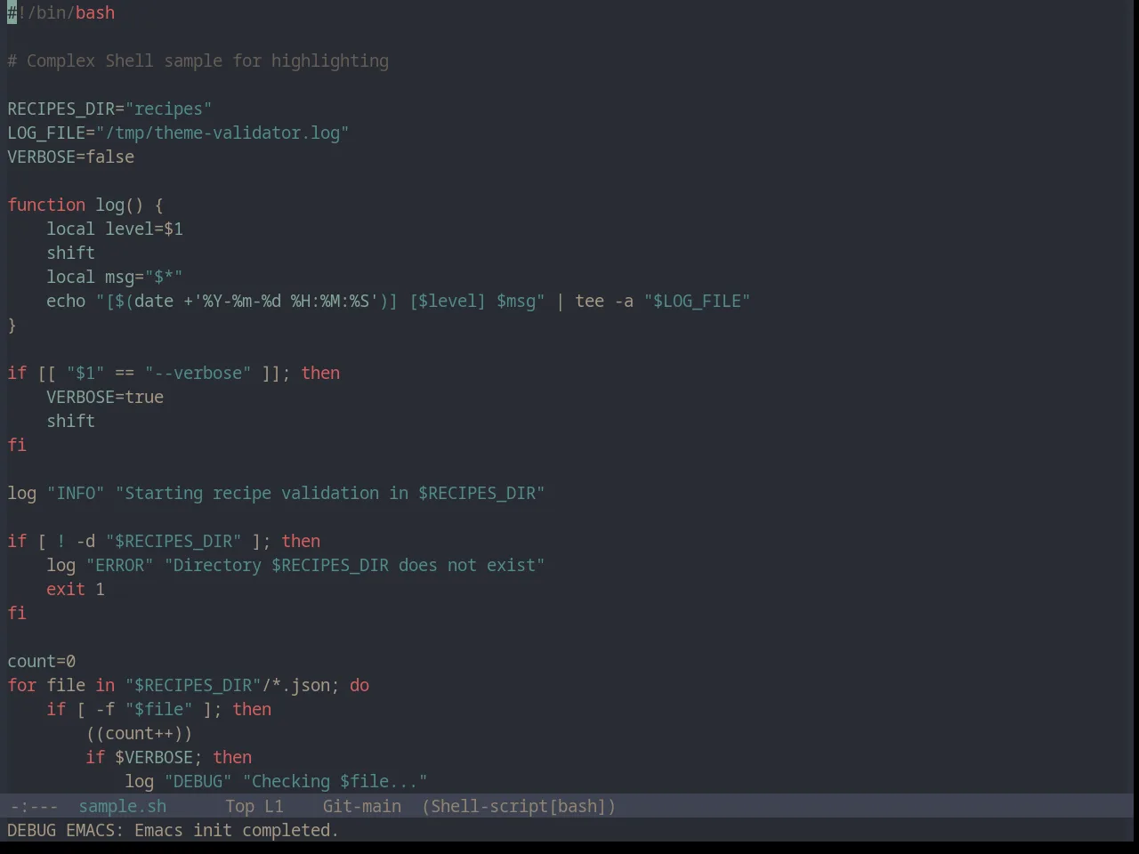 Base16 Sandcastle Theme in sh-mode