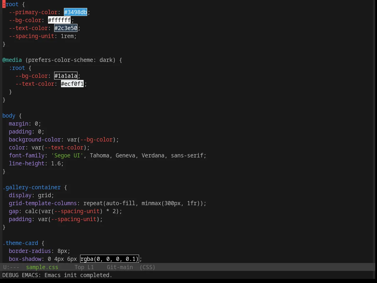 Base16 Selenized Black Theme in css-mode