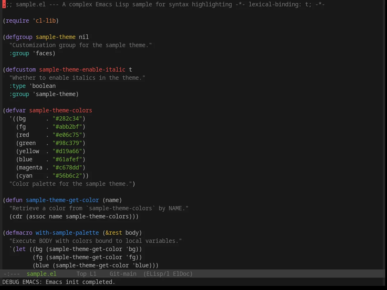 Base16 Selenized Black Theme in emacs-lisp-mode