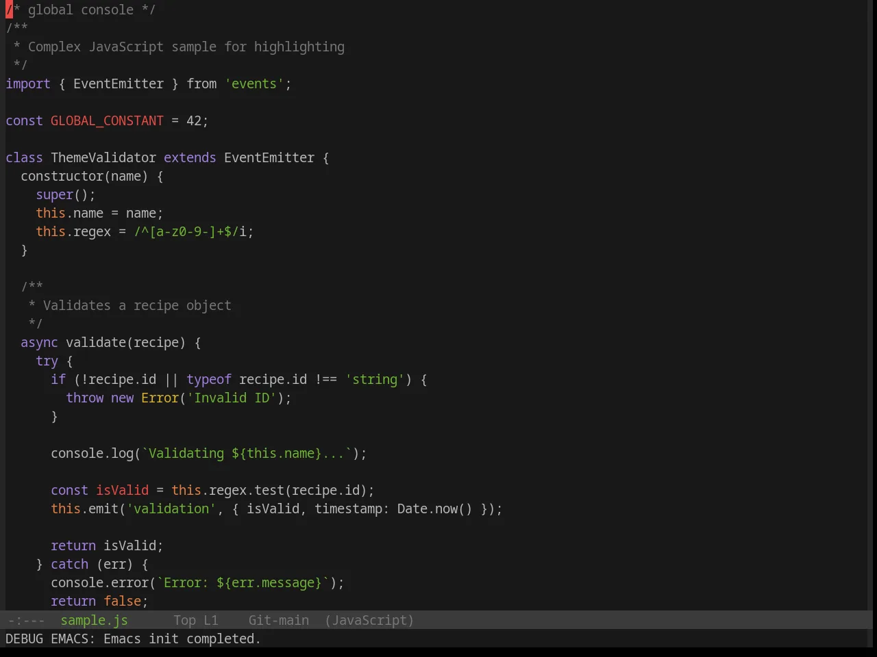 Base16 Selenized Black Theme in javascript-mode