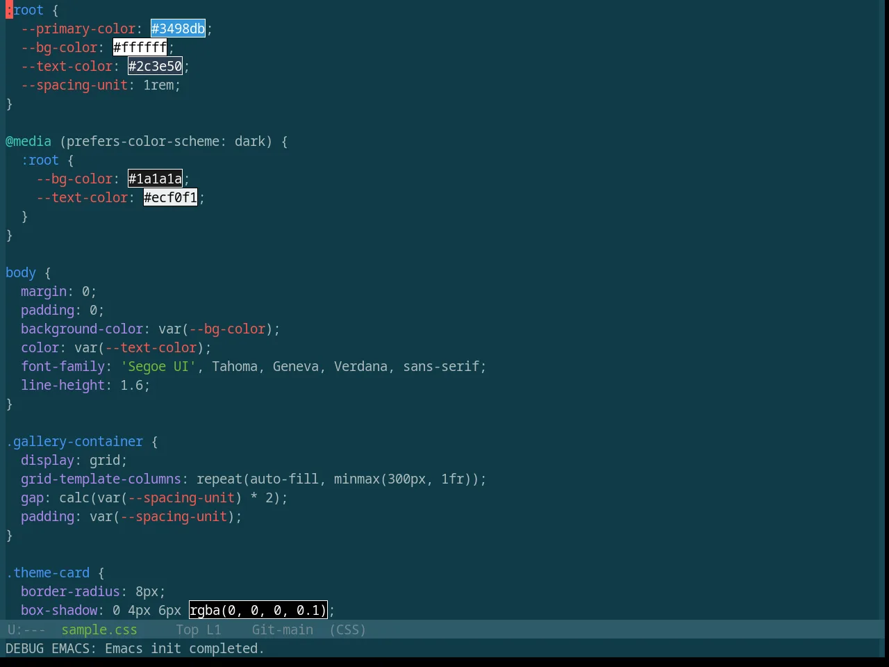 Base16 Selenized Dark Theme in css-mode