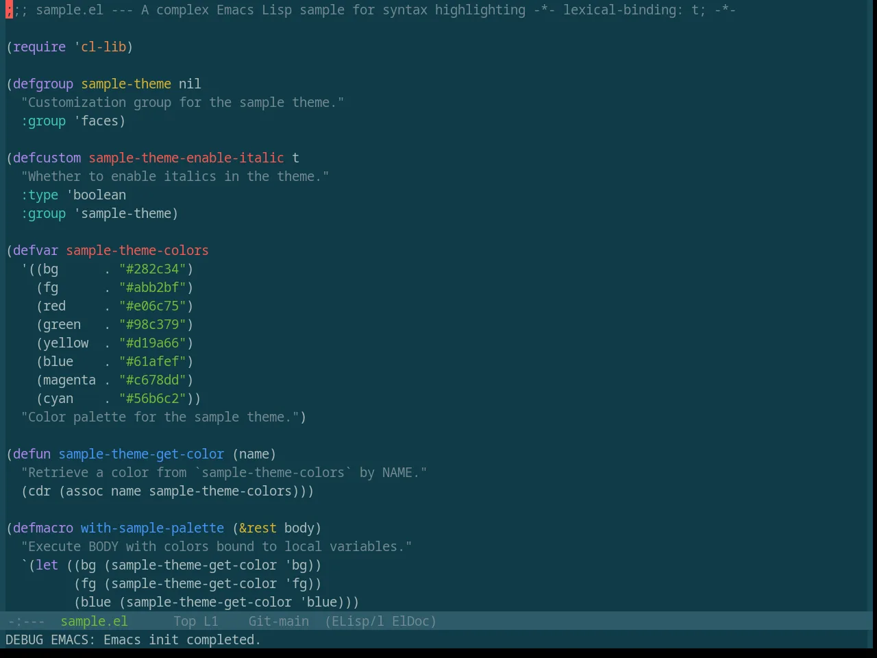 Base16 Selenized Dark Theme in emacs-lisp-mode