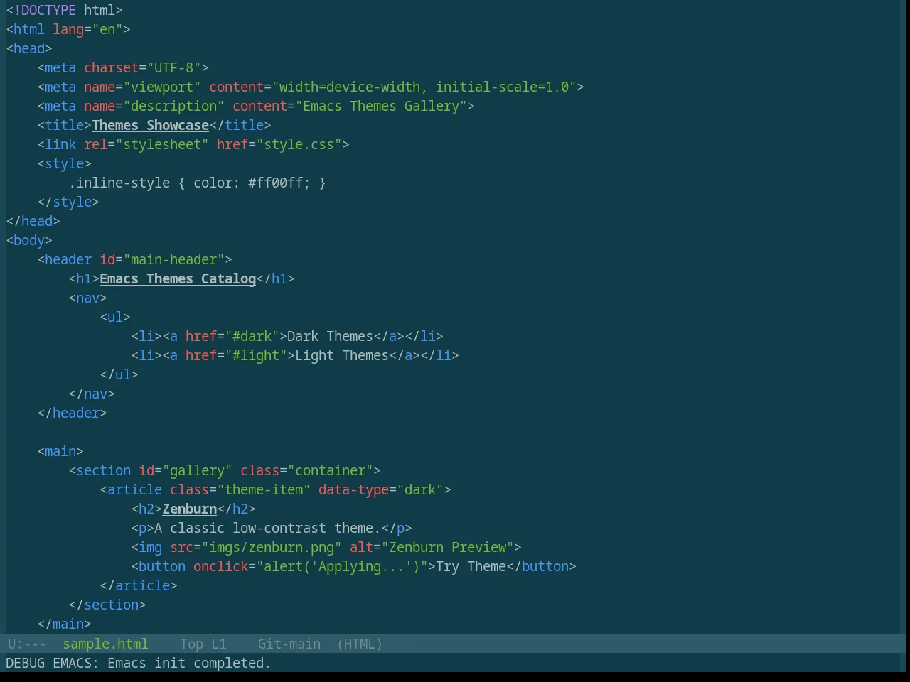 Base16 Selenized Dark Theme in html-mode