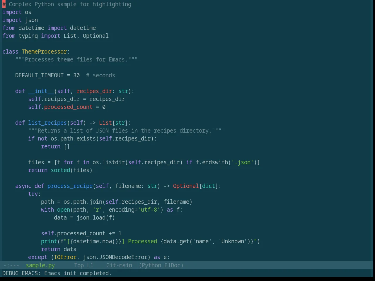 Base16 Selenized Dark Theme in python-mode