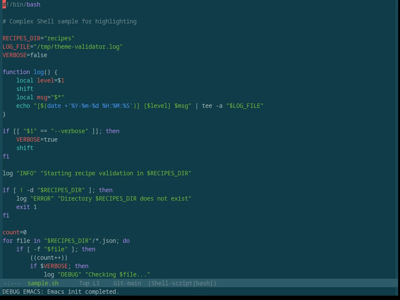 Base16 Selenized Dark Theme in sh-mode