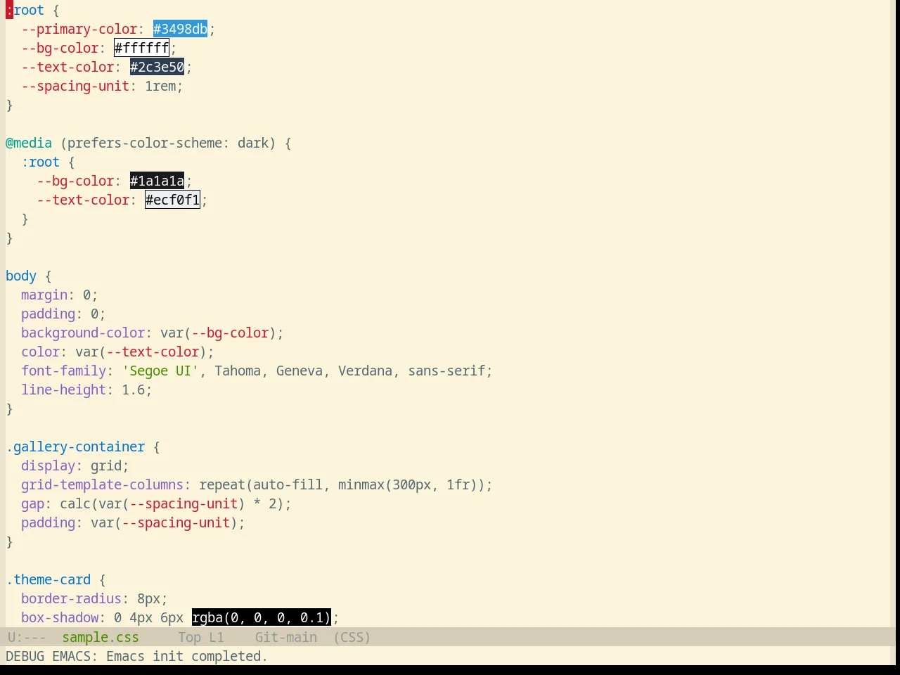 Base16 Selenized Light Theme in css-mode