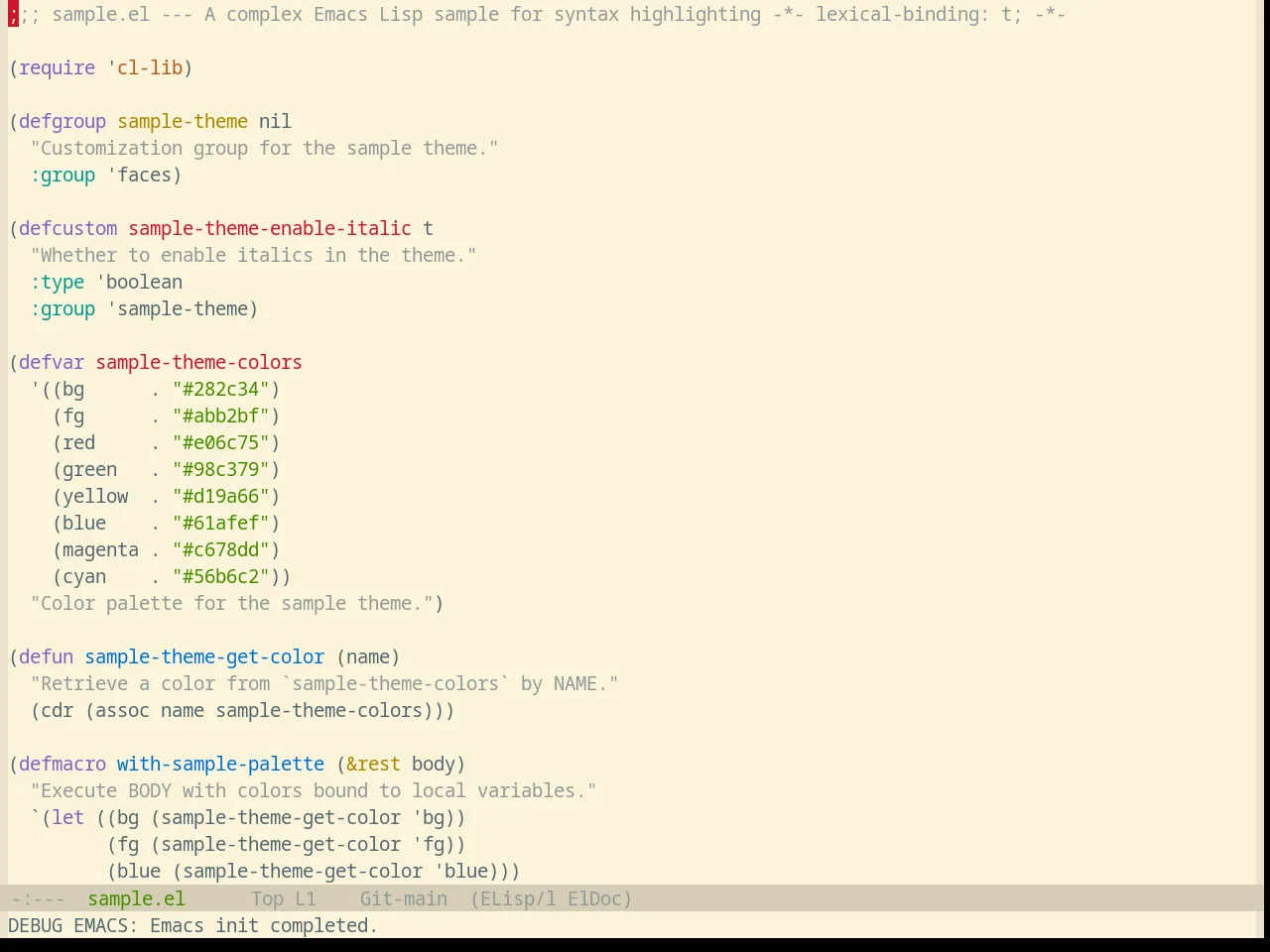 Base16 Selenized Light Theme in emacs-lisp-mode