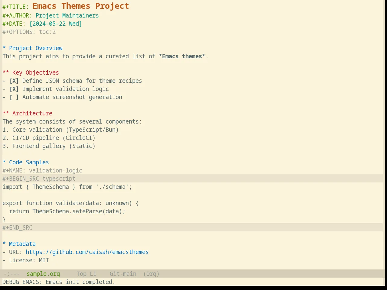Base16 Selenized Light Theme in org-mode