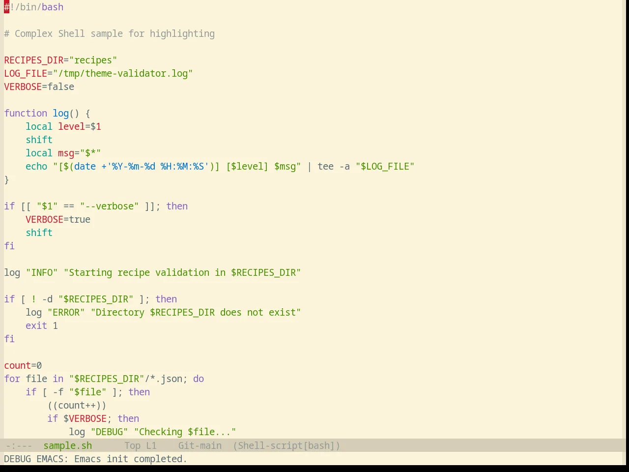 Base16 Selenized Light Theme in sh-mode