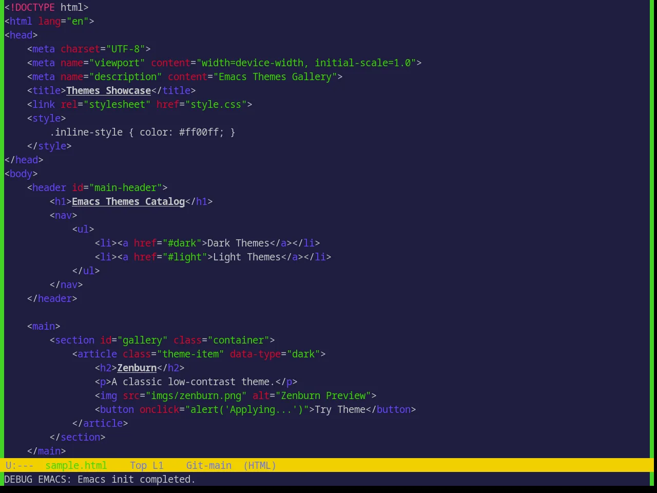 Base16 Shades Of Purple Theme in html-mode