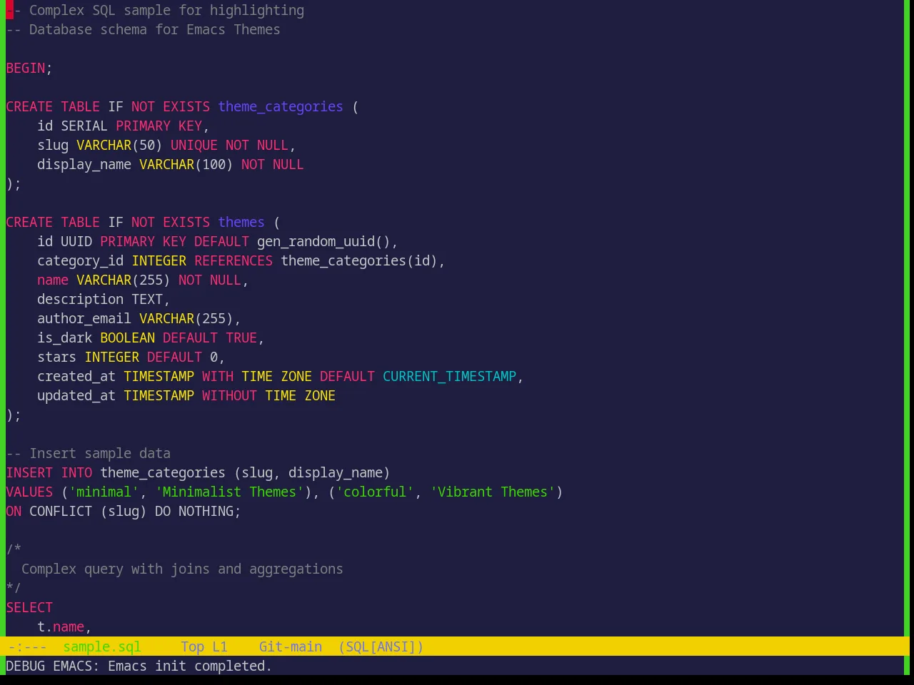 Base16 Shades Of Purple Theme in sql-mode