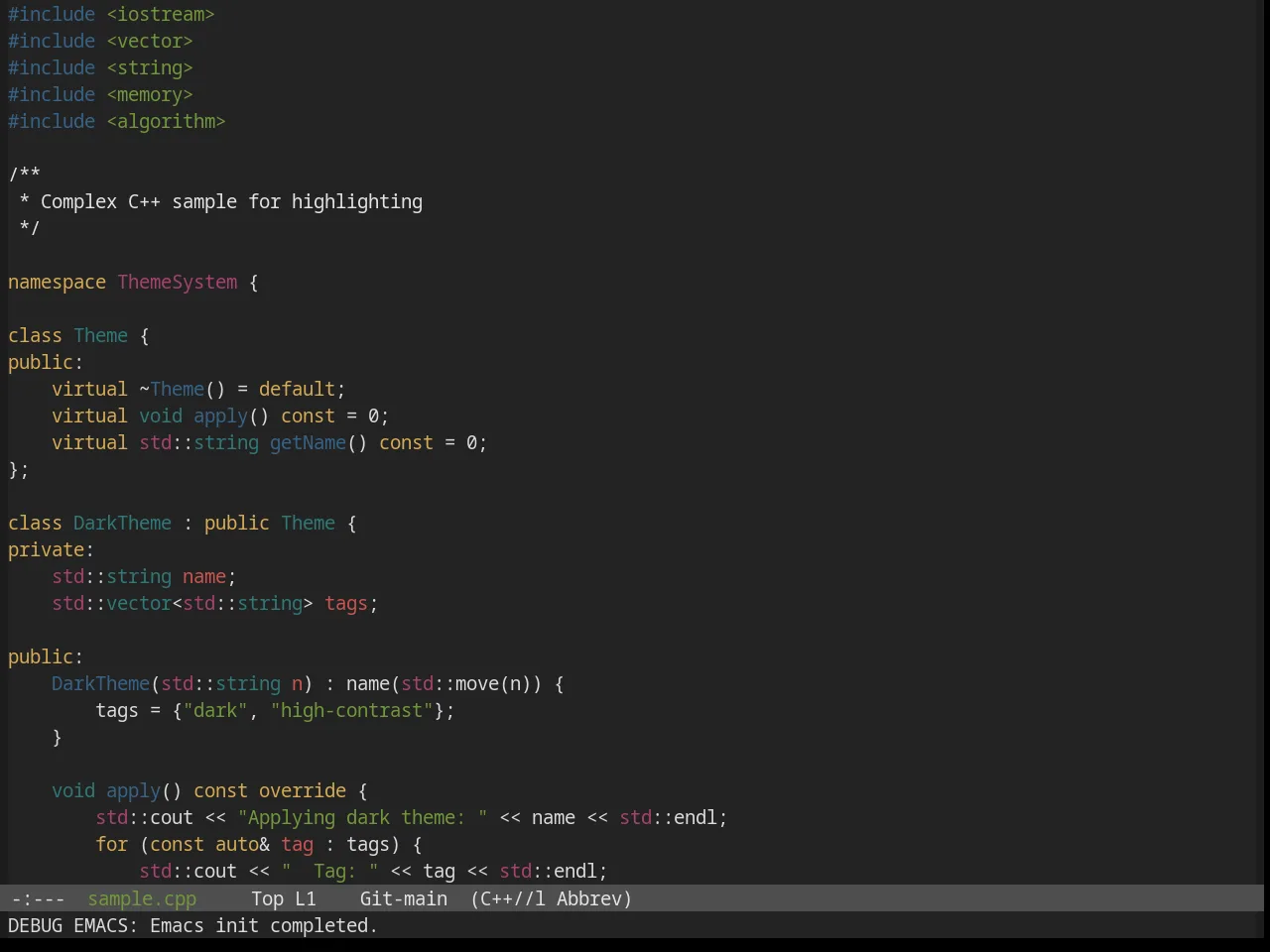 Base16 Shadesmear Dark Theme in c++-mode
