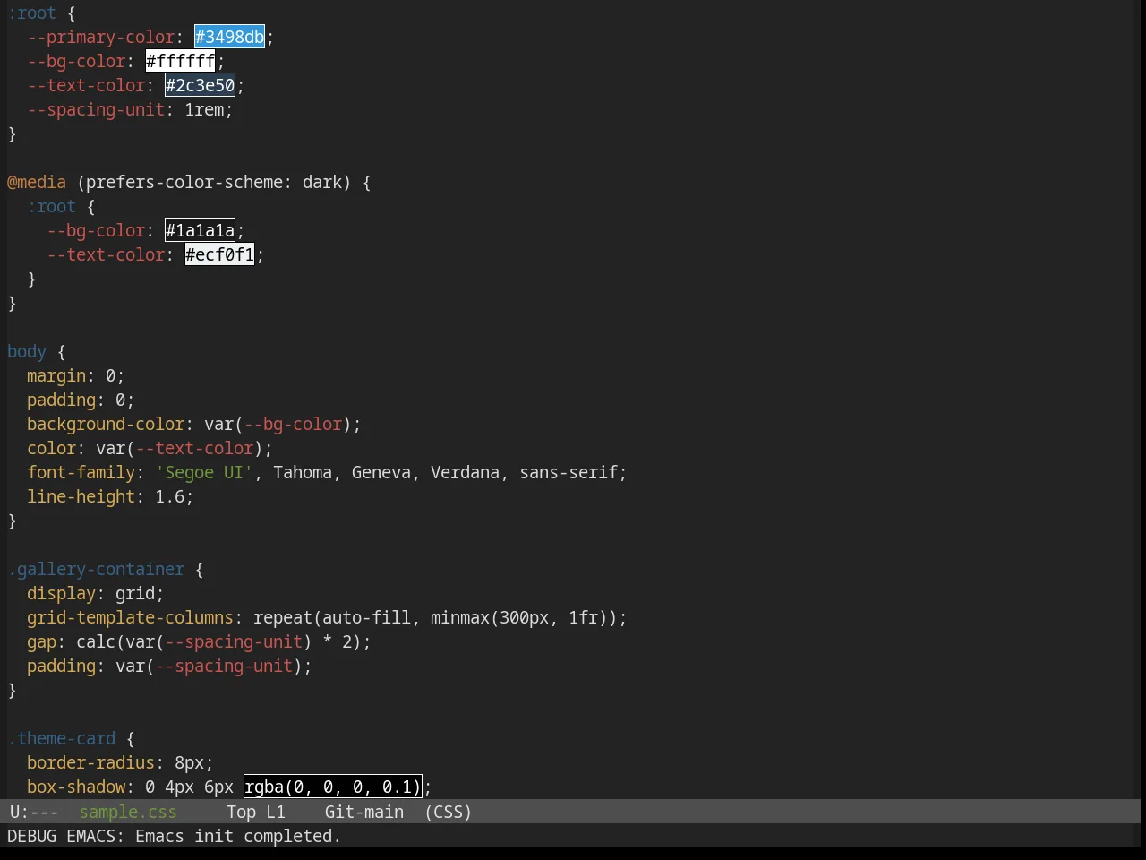 Base16 Shadesmear Dark Theme in css-mode