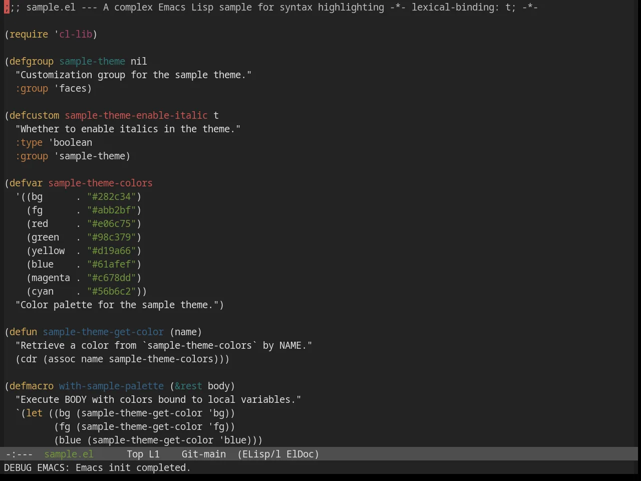 Base16 Shadesmear Dark Theme in emacs-lisp-mode