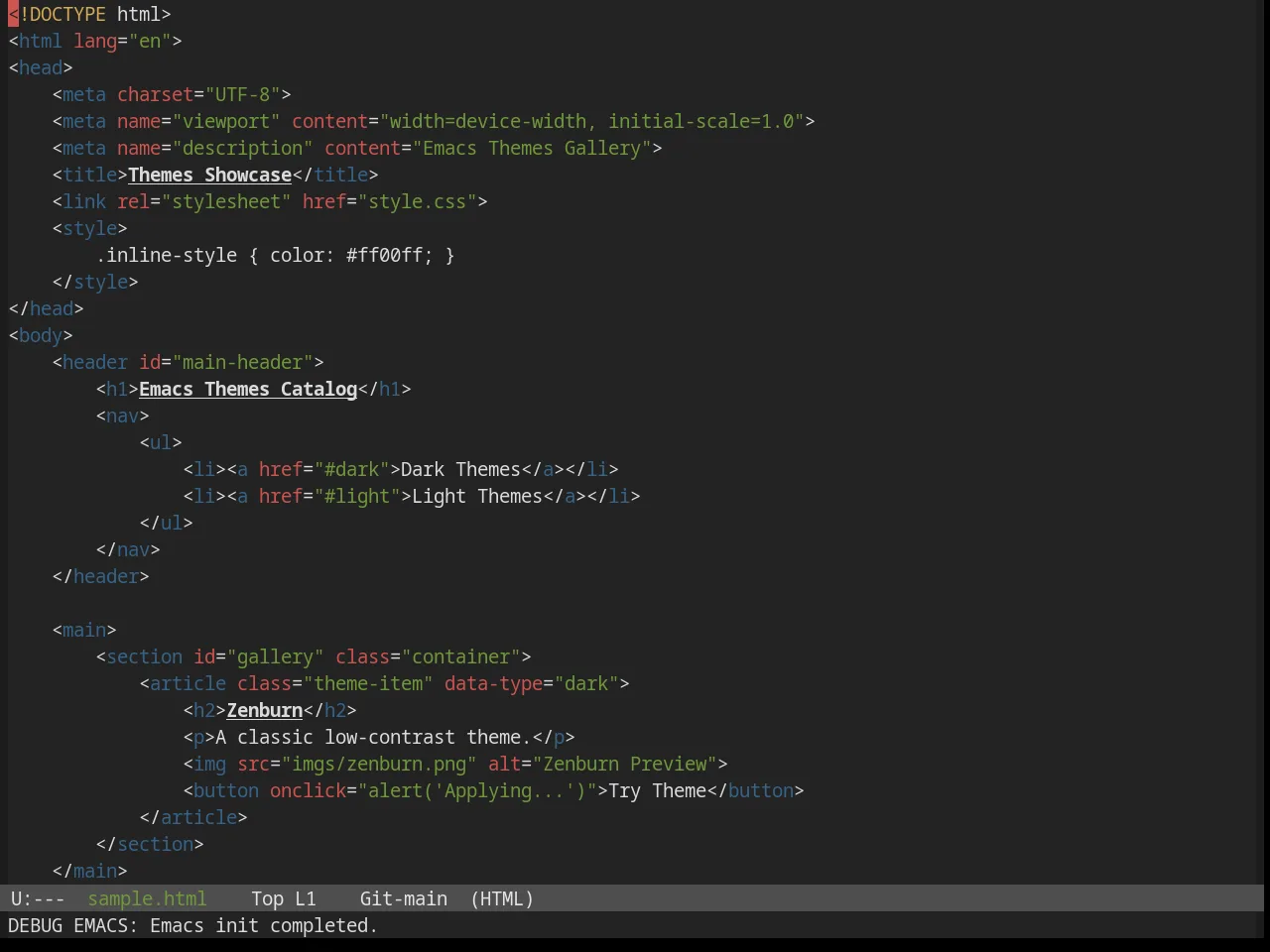 Base16 Shadesmear Dark Theme in html-mode