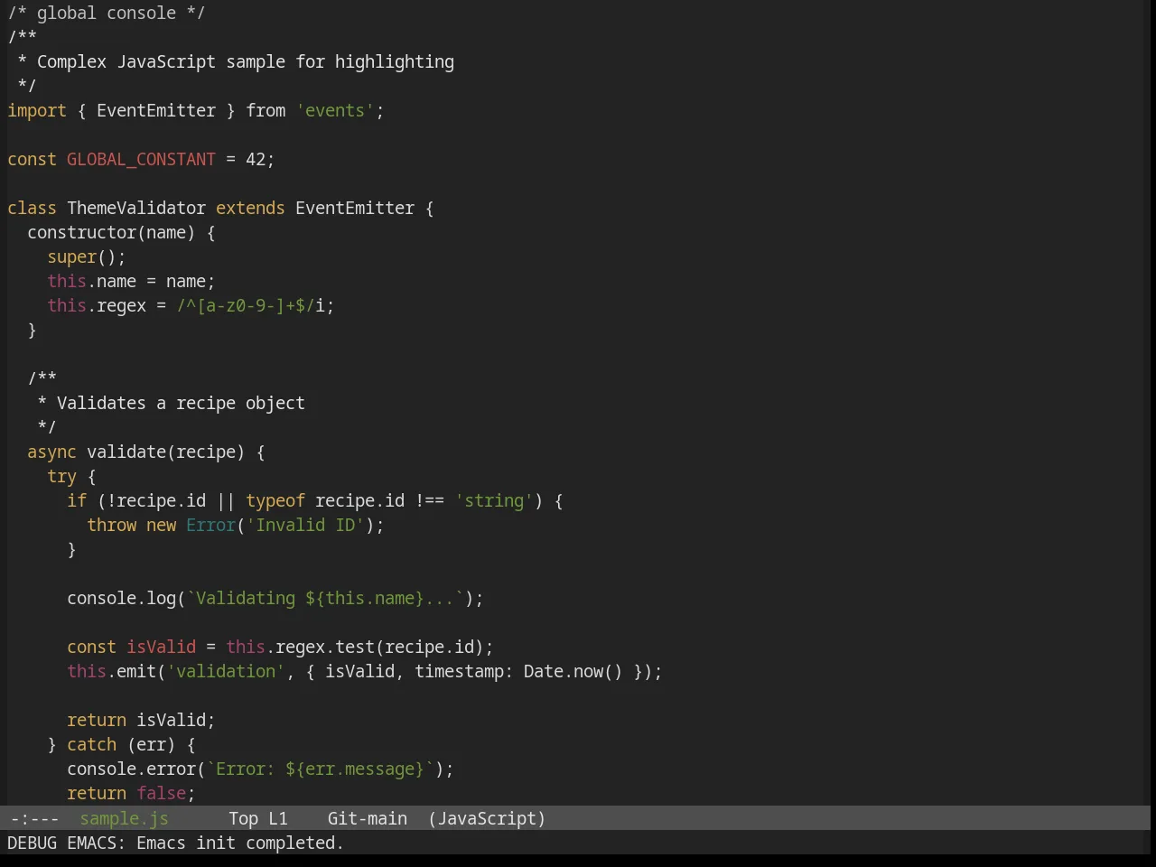 Base16 Shadesmear Dark Theme in javascript-mode