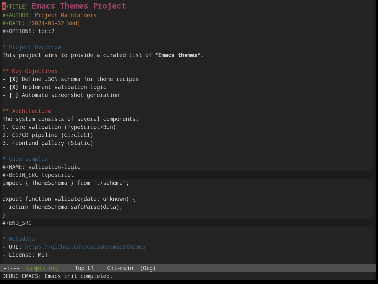 Base16 Shadesmear Dark Theme in org-mode