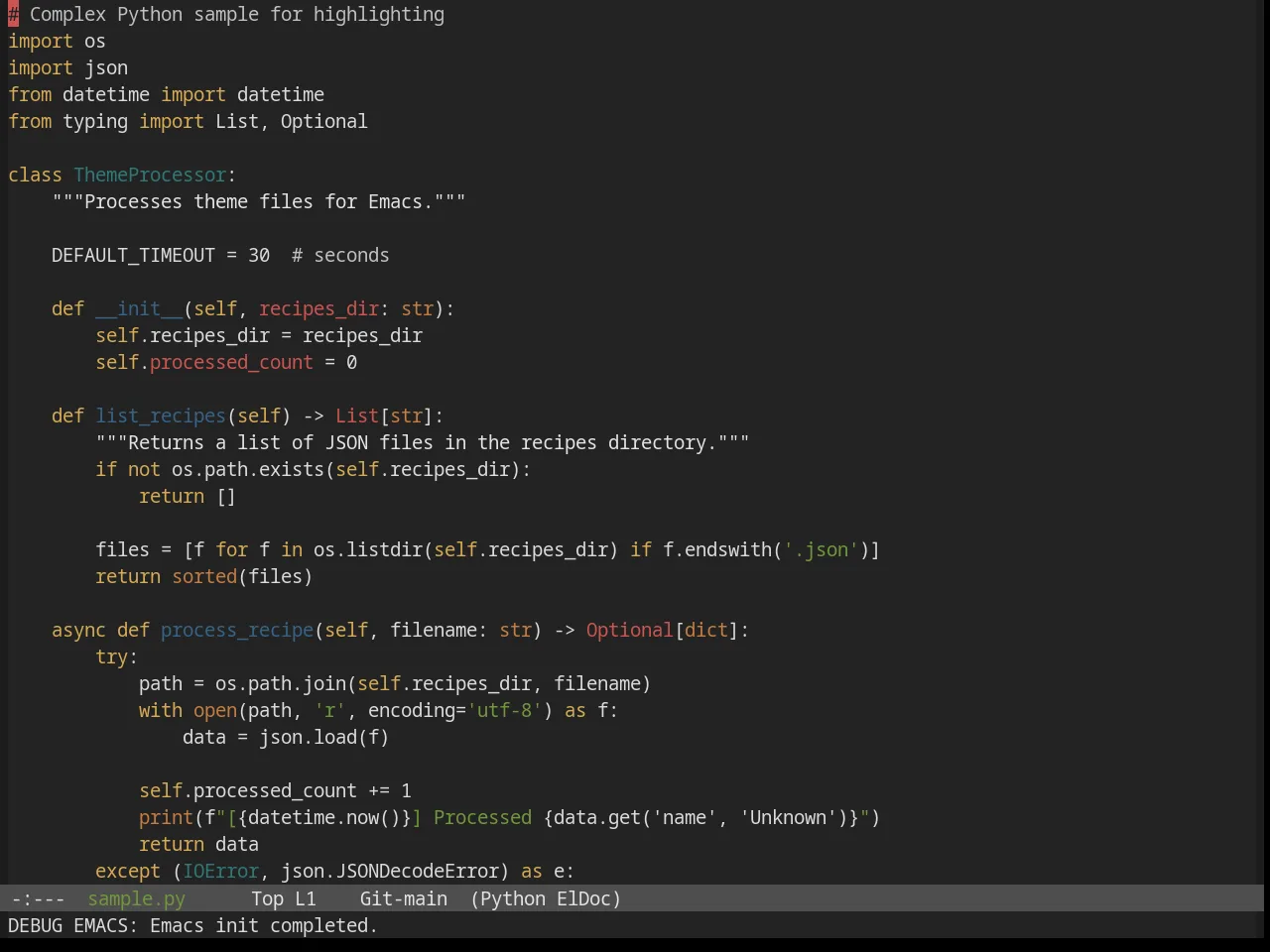 Base16 Shadesmear Dark Theme in python-mode