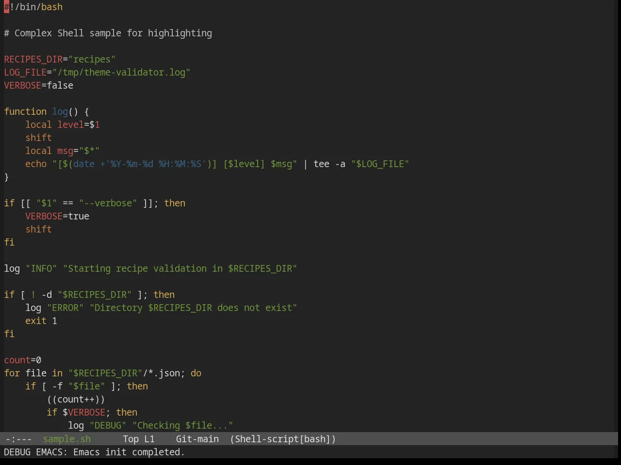 Base16 Shadesmear Dark Theme in sh-mode