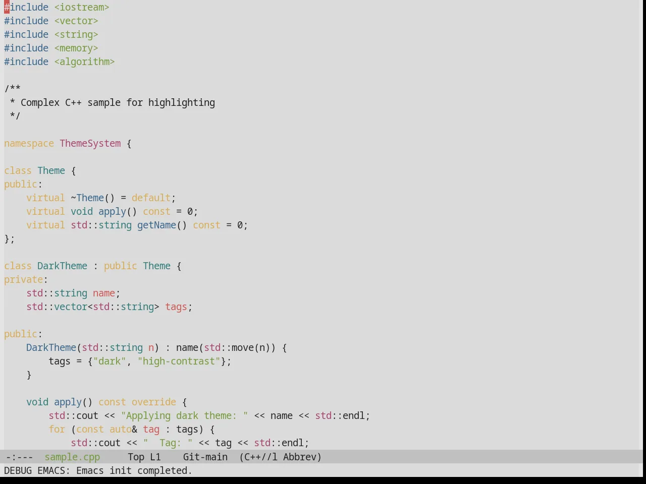Base16 Shadesmear Light Theme in c++-mode