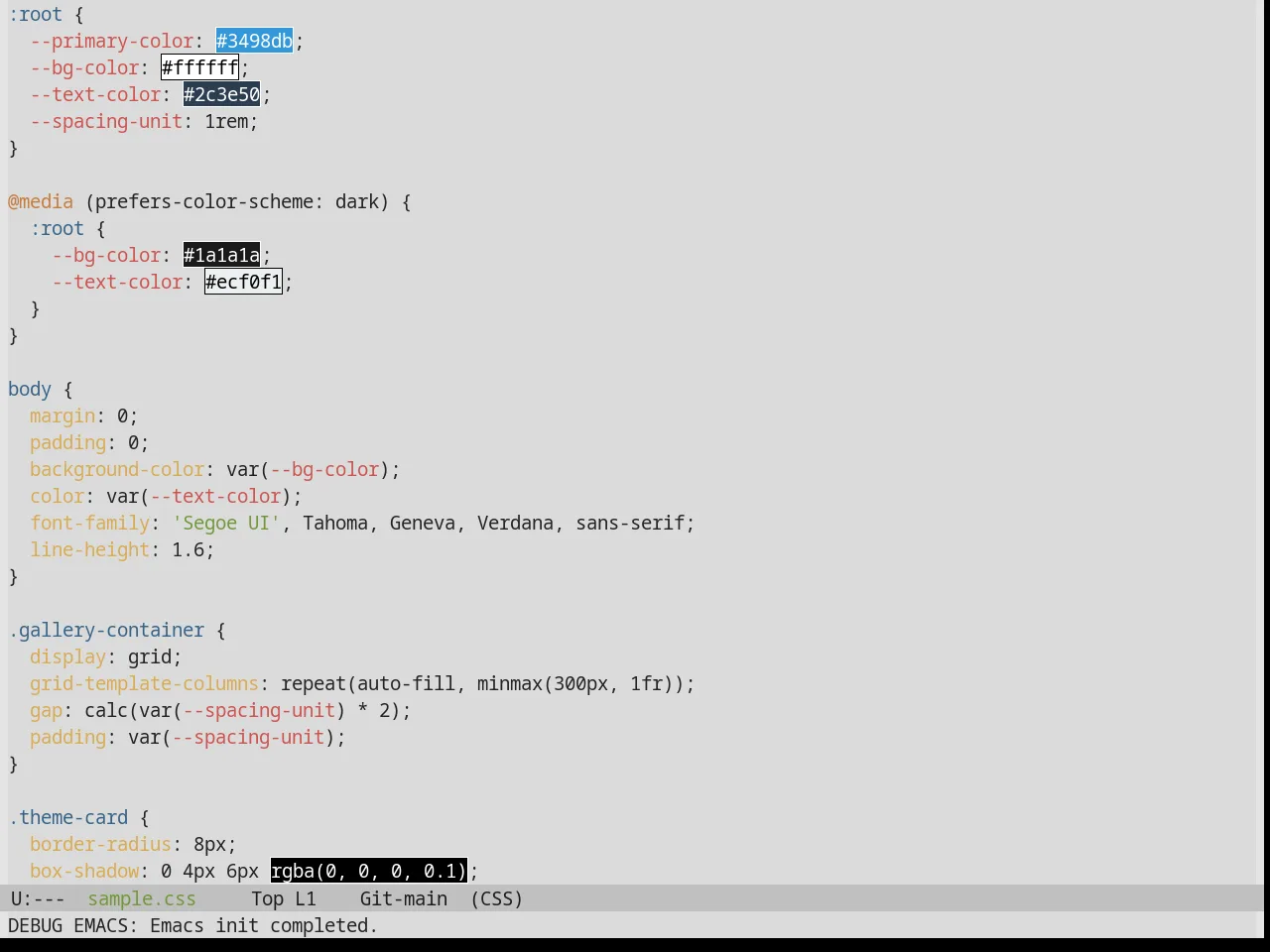 Base16 Shadesmear Light Theme in css-mode