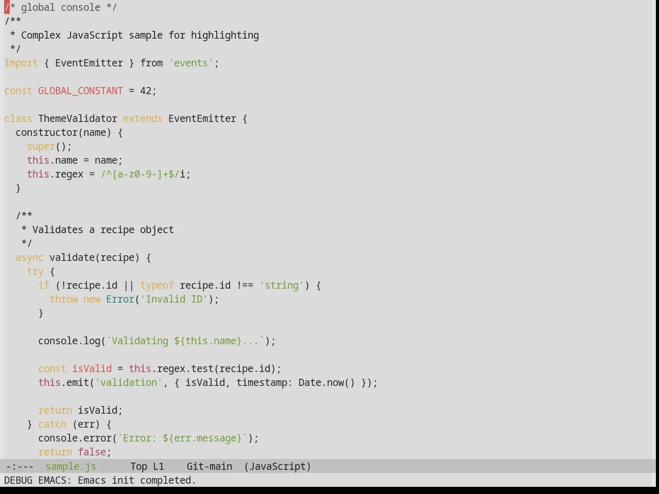 Base16 Shadesmear Light Theme in javascript-mode