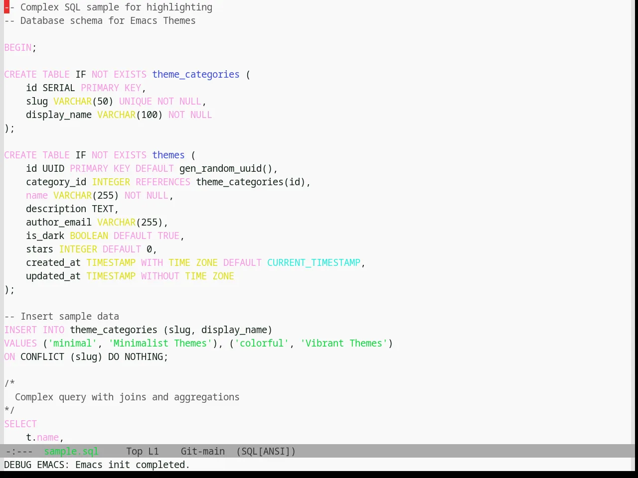 Base16 Shapeshifter Theme in sql-mode