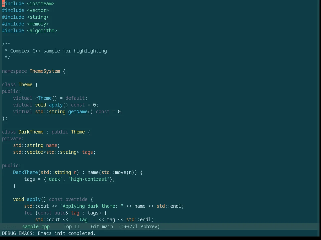Base16 Silk Dark Theme in c++-mode