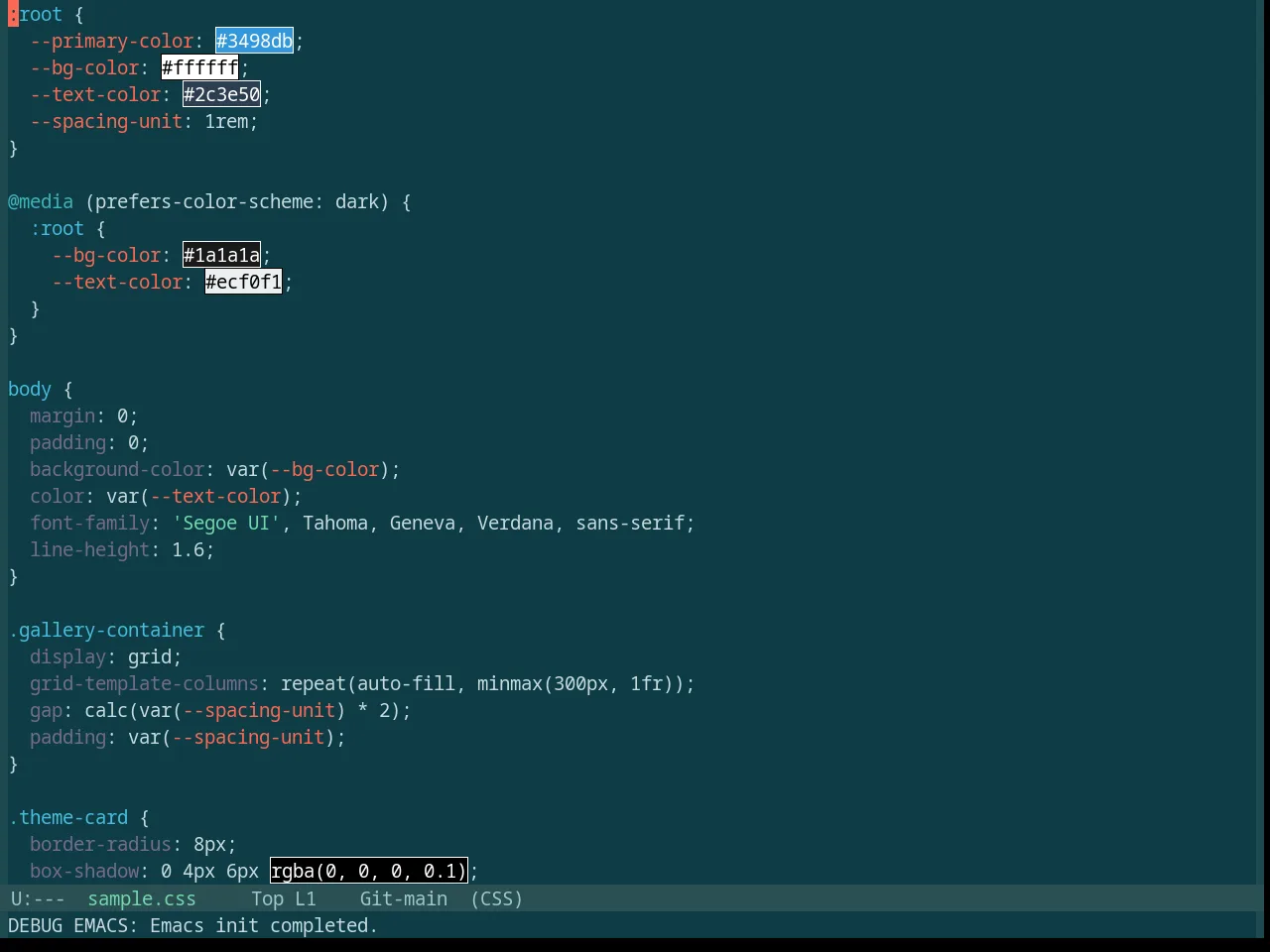 Base16 Silk Dark Theme in css-mode