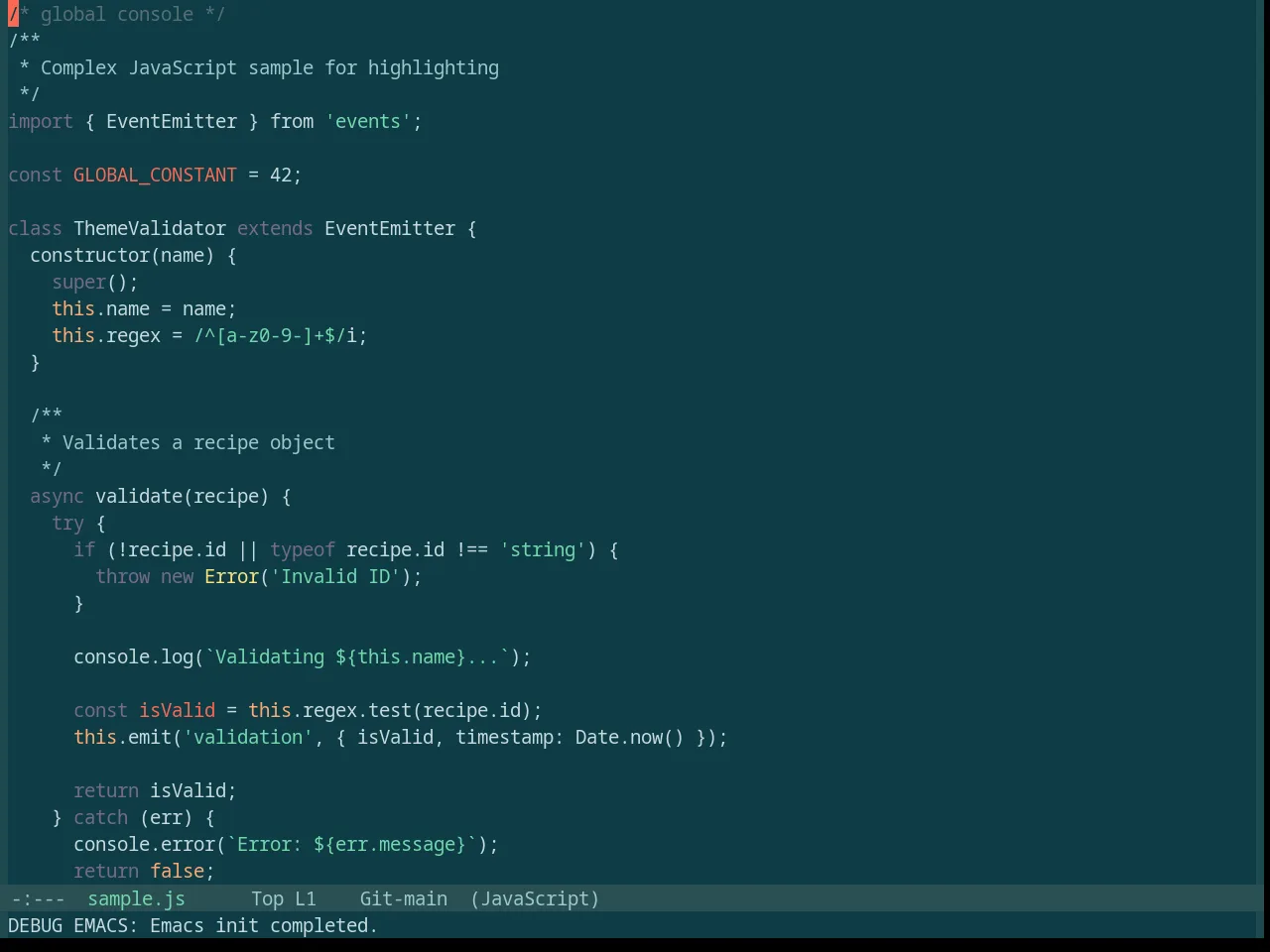 Base16 Silk Dark Theme in javascript-mode