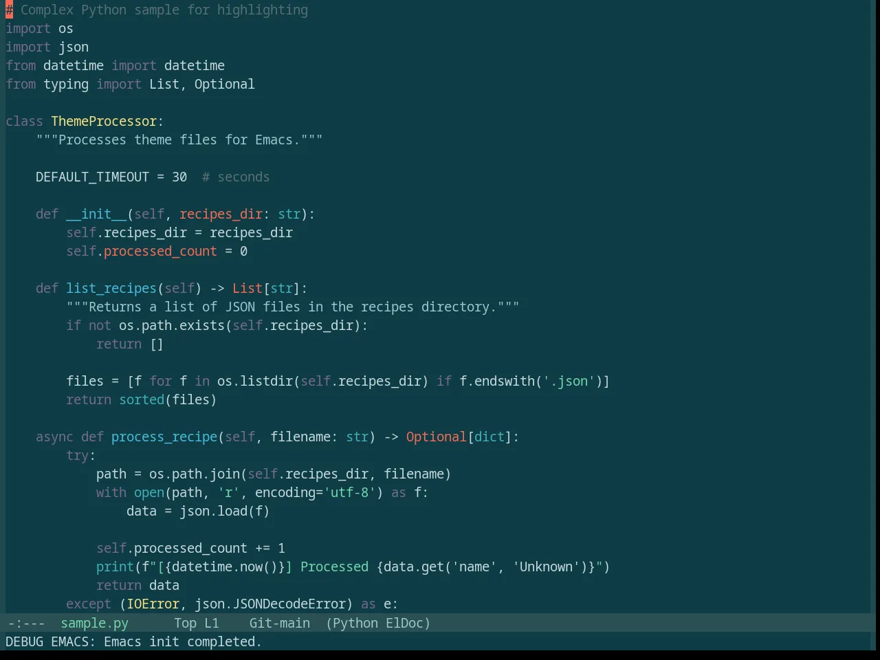 Base16 Silk Dark Theme in python-mode
