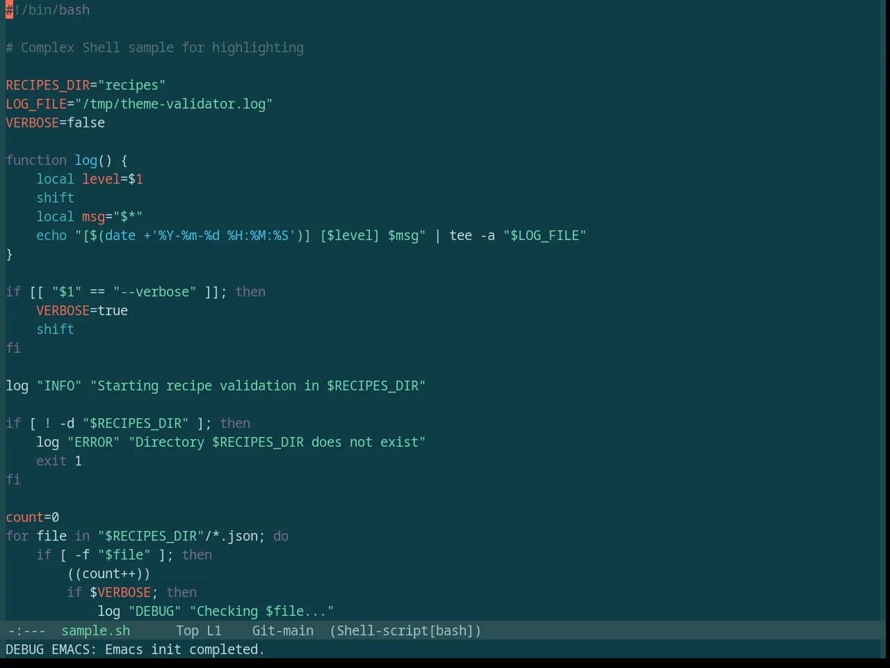 Base16 Silk Dark Theme in sh-mode