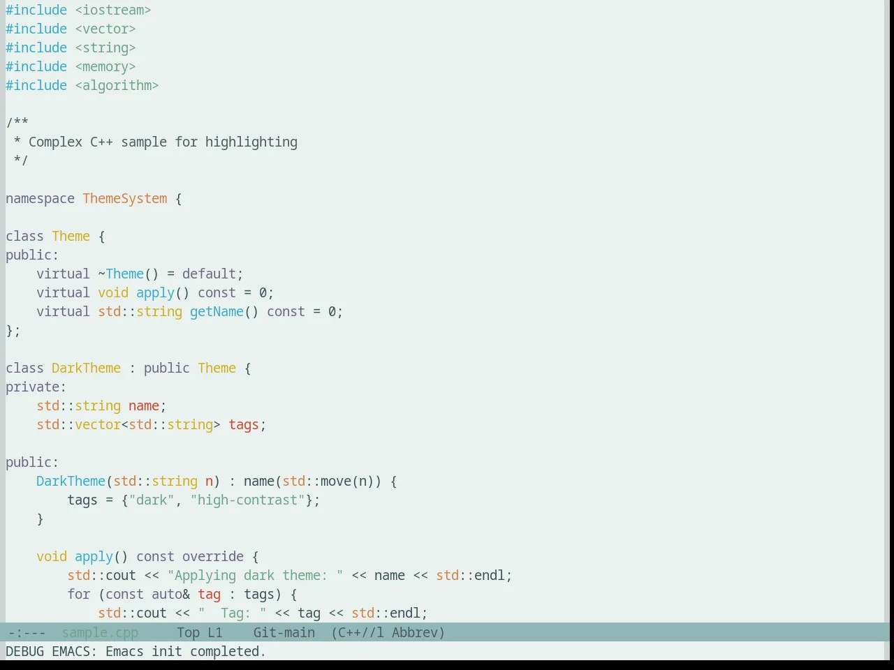 Base16 Silk Light Theme in c++-mode
