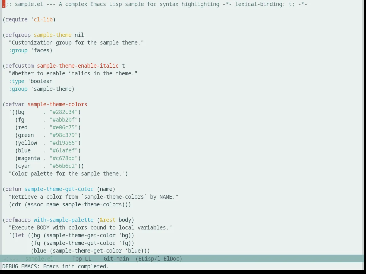 Base16 Silk Light Theme in emacs-lisp-mode