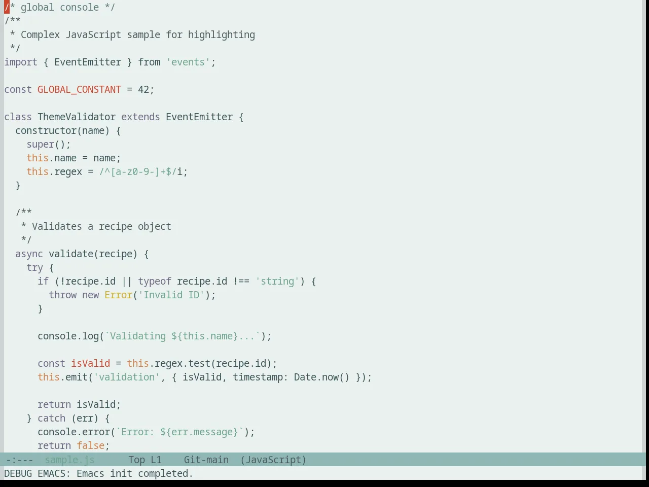 Base16 Silk Light Theme in javascript-mode