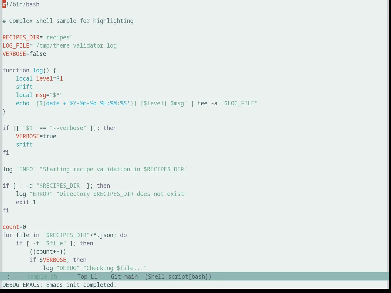 Base16 Silk Light Theme in sh-mode