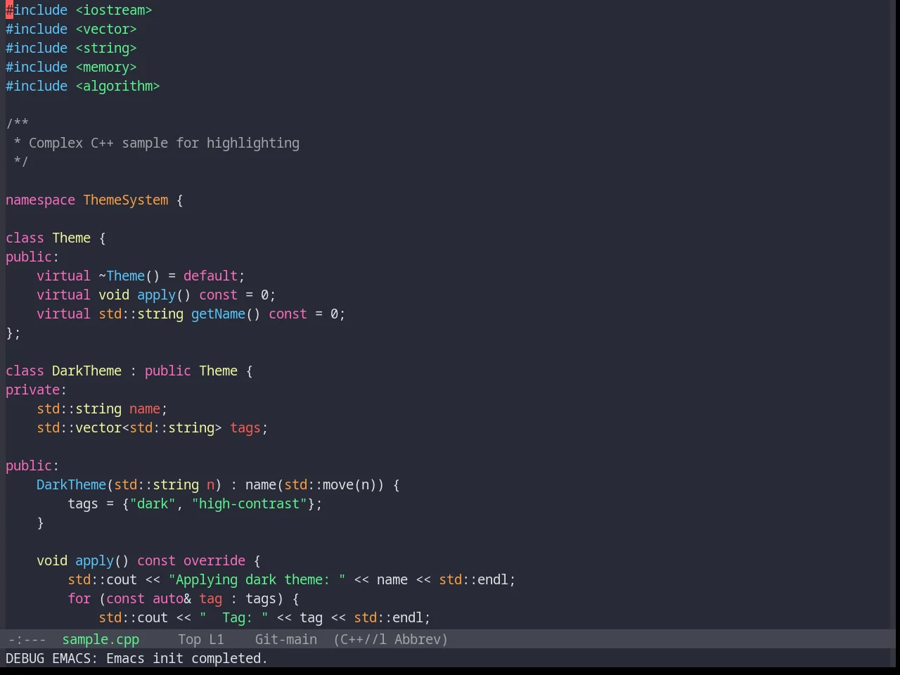 Base16 Snazzy Theme in c++-mode