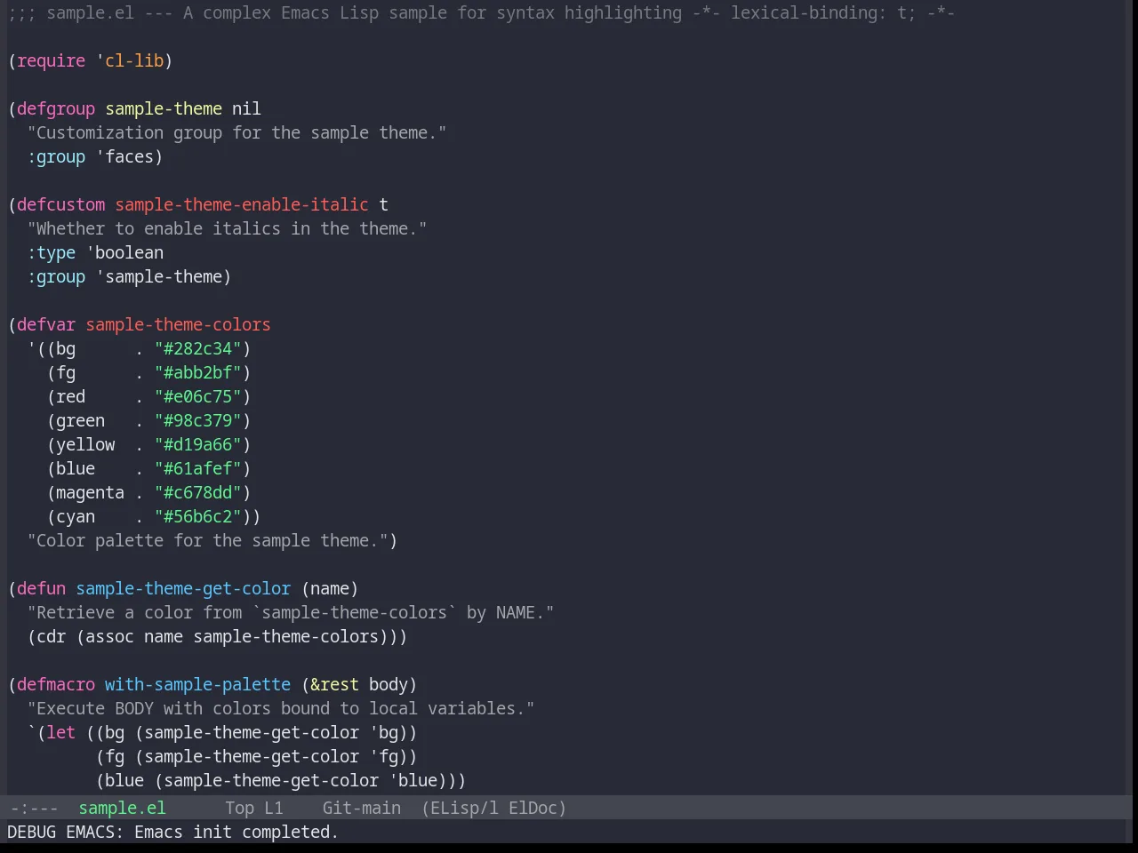 Base16 Snazzy Theme in emacs-lisp-mode