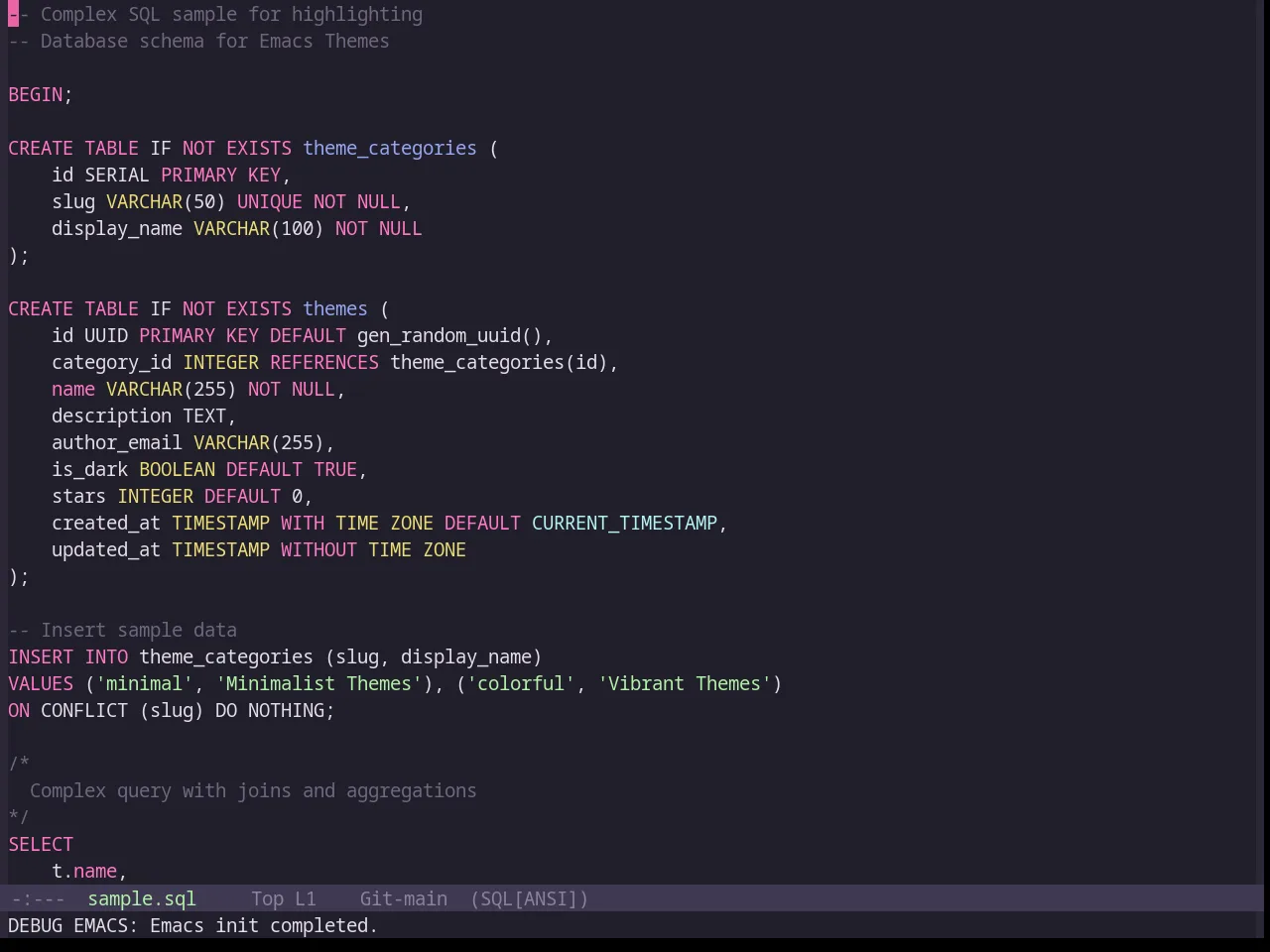 Base16 Soft Server Theme in sql-mode
