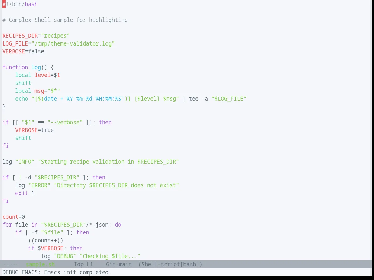 Base16 Solarflare Light Theme in sh-mode