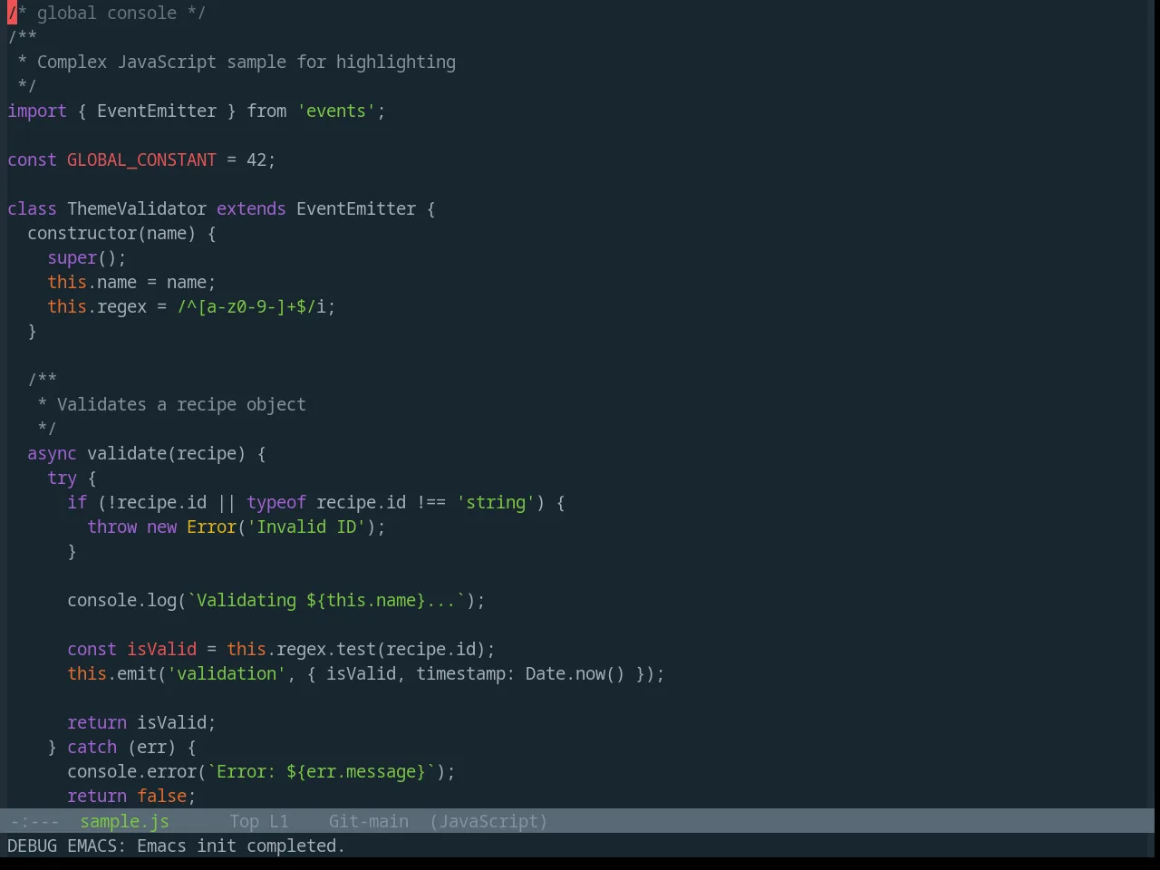 Base16 Solarflare Theme in javascript-mode