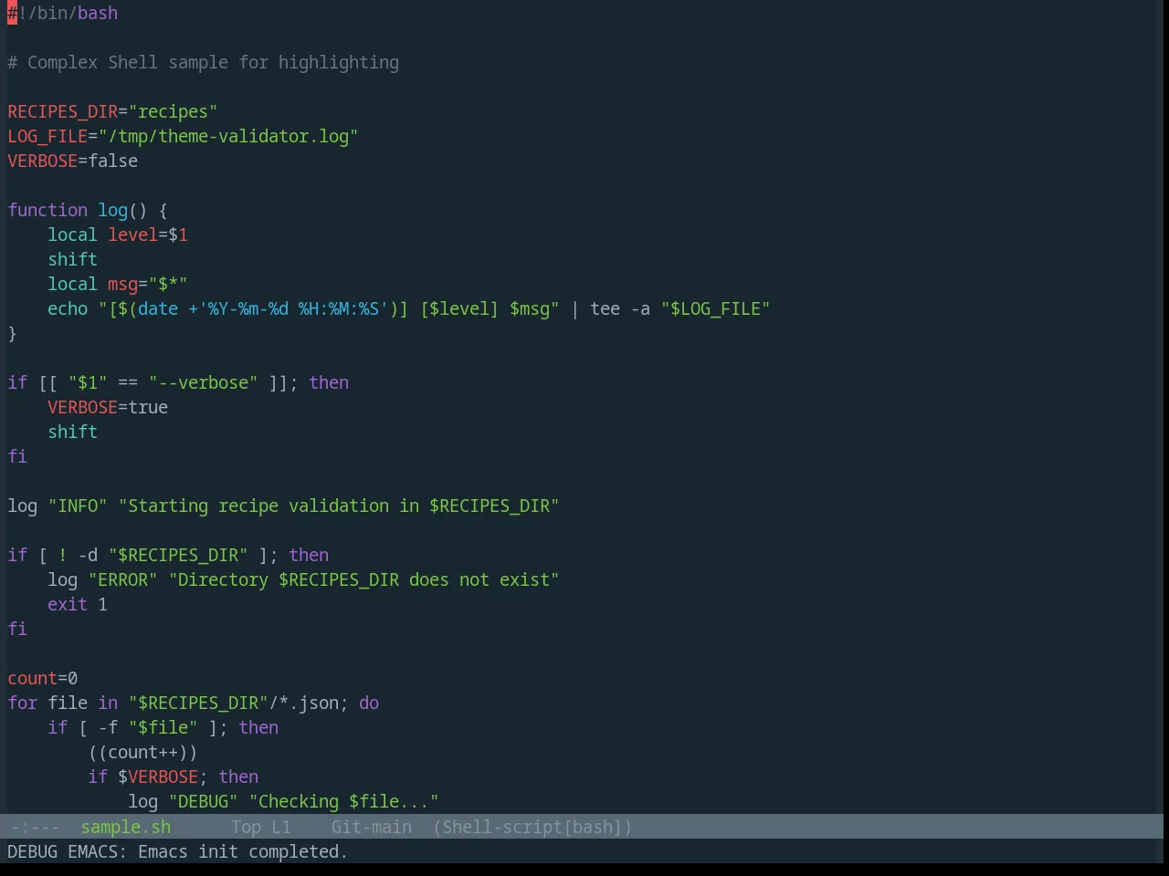Base16 Solarflare Theme in sh-mode