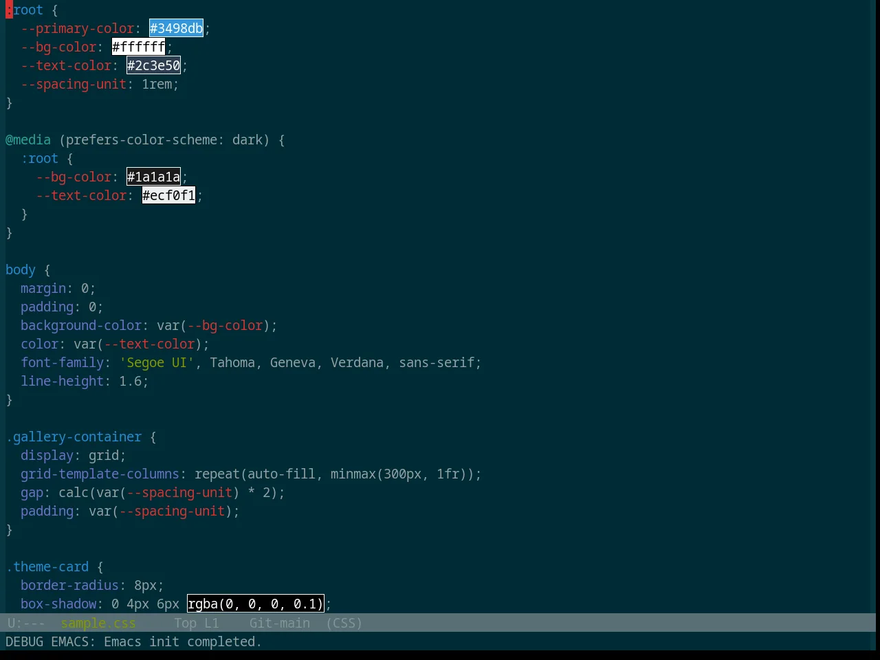 Base16 Solarized Dark Theme in css-mode