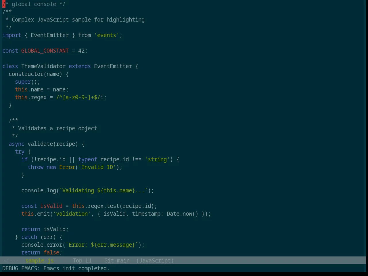 Base16 Solarized Dark Theme in javascript-mode