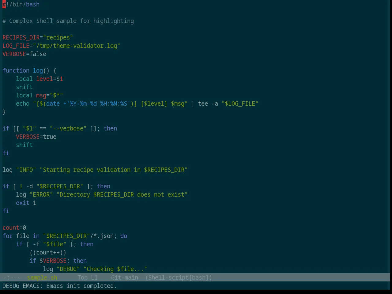 Base16 Solarized Dark Theme in sh-mode
