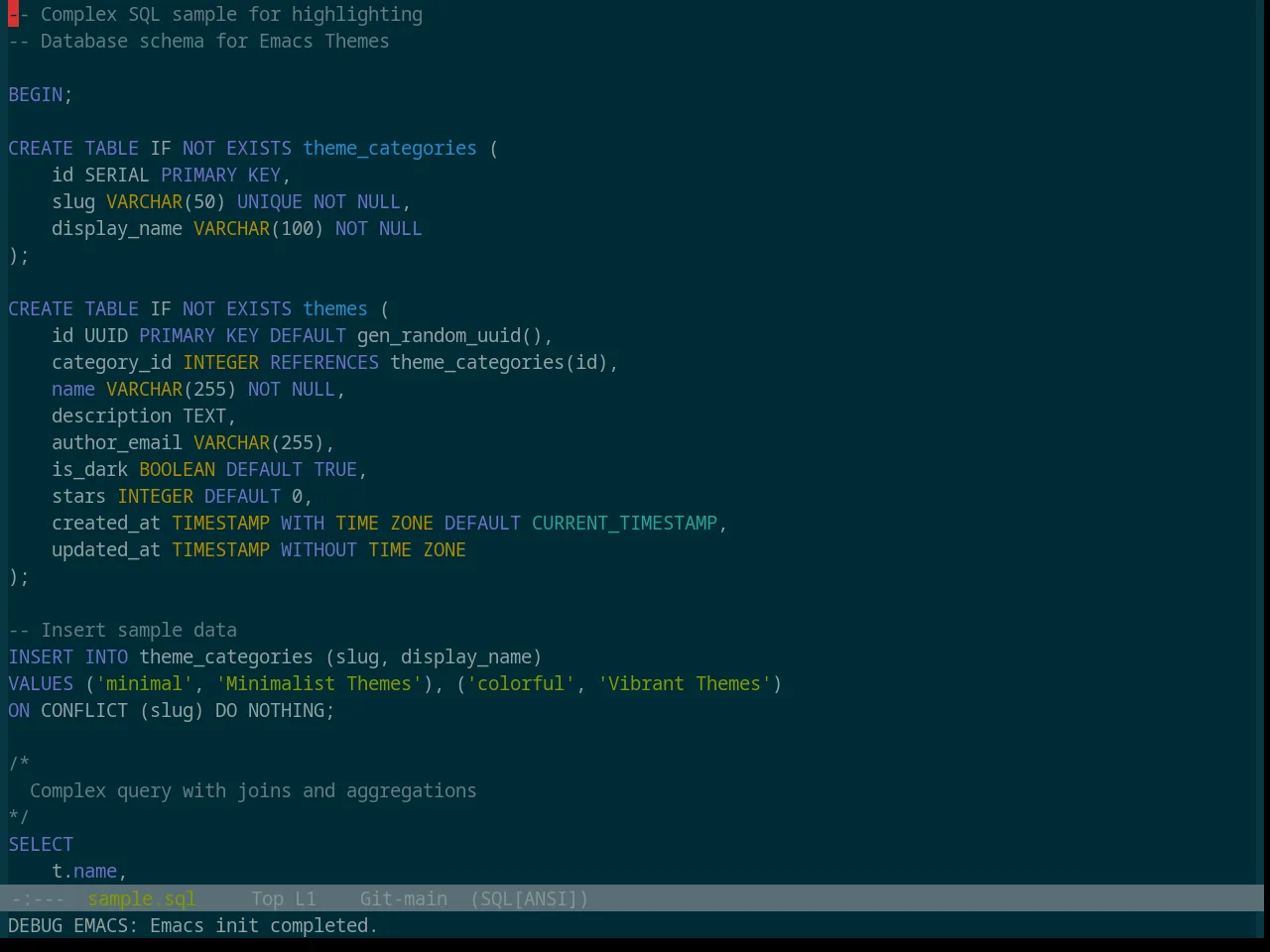 Base16 Solarized Dark Theme in sql-mode
